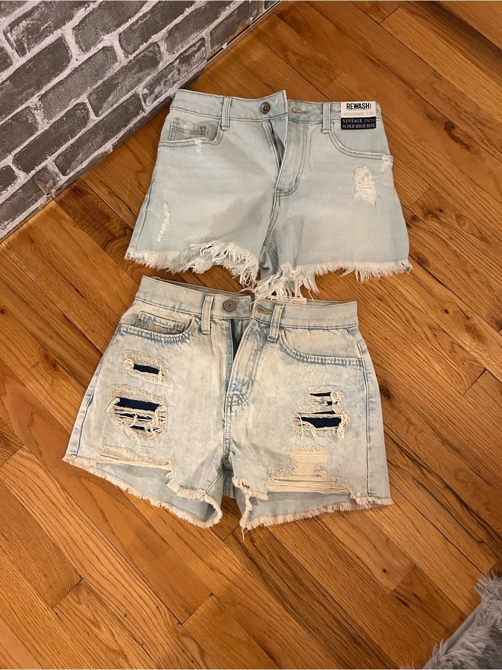 Rewash Light Blue Distressed Denim Shorts Duo